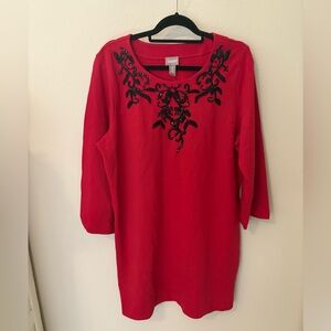 NWT Chico's Vibrant Red Dress with Black Detailing